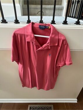Ralph Lauren XXL Coral Pink Polo Shirt with Embroidered Pony